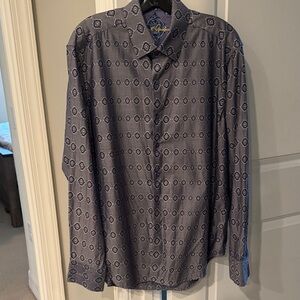 Robert Graham Blue and Gray Geometric Shirt